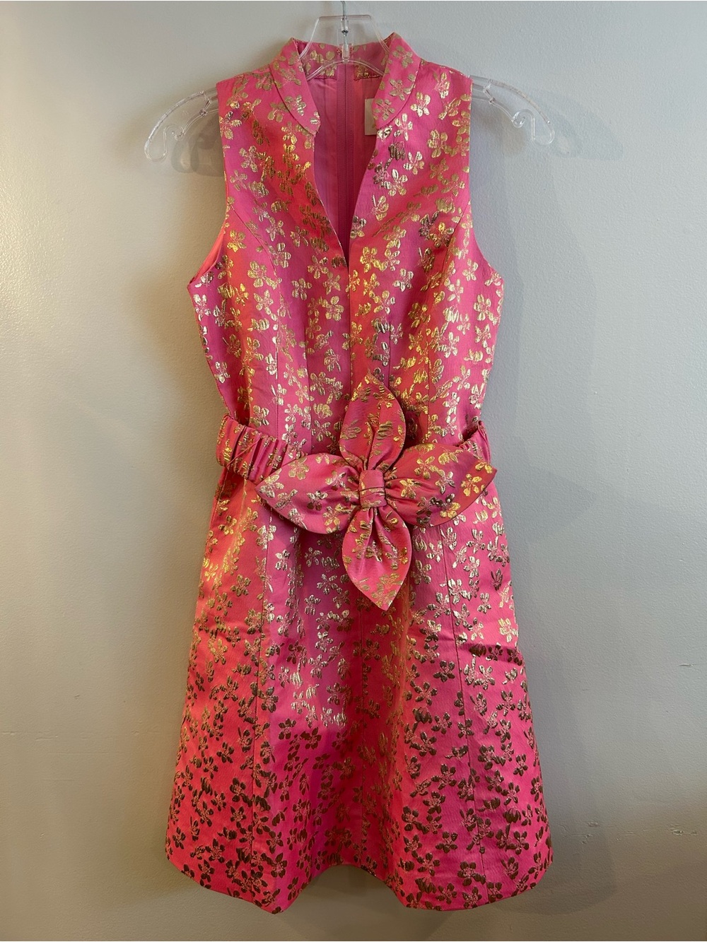 Lilly Pulitzer Tazie Jacquard Minidress pink and gold Ditsy Daisy Metallic